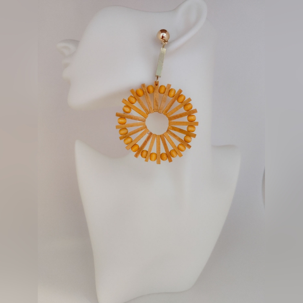 New Wood Hoop Spring Summer Resort Earrings